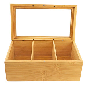 Cajas de té minimalistas modernas al por mayor de fábrica, cajas de almacenamiento de té con compartimentos de bambú, cajas de té con tapa transparente de acrílico, y - Product Image 2