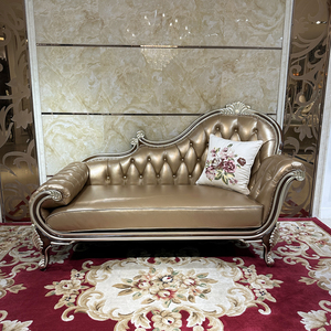 <span class=keywords><strong>Chaise</strong></span> <span class=keywords><strong>Longue</strong></span> de Madera Maciza Francesa con Tapicería de Cuero, Mueble de Lujo Europeo Tallado para Villa, Silla Escultórica para Sala de Estar Elegante - Product Image 2