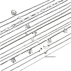 Juego de collar con colgante de luna, estrella y mariposa chapado en oro de 14 quilates, colección de joyería de 14 piezas para mujer - Product Image 5