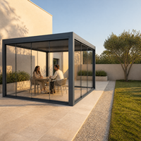Pergola bioclimatique moderne de luxe en aluminium pour extérieur, toit à lames motorisé rétractable, imperméable, auvent pliant pour balcon et véranda