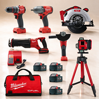 Kit sans fil Milwaukee Tools M18 Brushless avec boîte à outils Milwaukee Pack Out, scie circulaire, perceuse, clé à chocs, ensemble de batteries Milwaukee M18