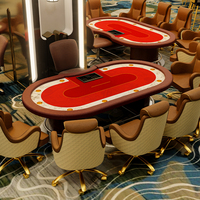 Table de jeu de casino professionnelle de luxe personnalisée pour 10 joueurs avec éclairage LED intégré, table de poker Texas Hold'em