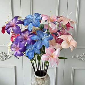 Vente en gros usine – Nouvelle orchidée Clivia artificielle faite à la main, branche unique à 2 têtes, pour décoration de maison, mariage et arrangements floraux - Product Image 2