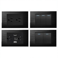 Prise murale universelle 110V en alliage d'aluminium brossé noir, type 86, 6 broches, modèle LP90