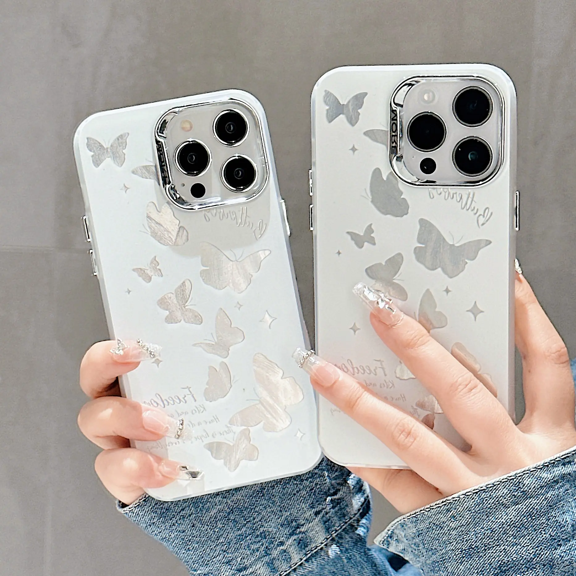 for iPhone 15 Pro Max IMD Radium Carving Cute Butterfly Girls Phone Case Cover