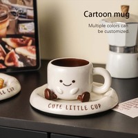 Dessin animé mignon souriant tasse et soucoupe mode spécial céramique meilleure vente tasses à café pas cher belle lisse confortable tasse