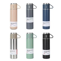 Termo de vacío de tres tapas para el hogar al aire libre, juego de tazas de agua portátiles de gama alta, cuchara, LOGOTIPO impreso, regalos al por mayor