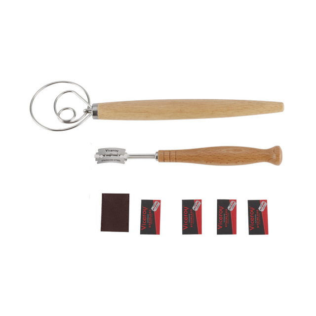 Premium Wooden Handle Bread Lame Danish Dough Whisk Set Professional Baking Tools for Sourdough Artisan Bread Knife