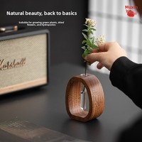 Vase à fleurs en bois de noyer, haut de gamme, rétro, compact, décoratif, hydroponique, style chinois, arrangements floraux, pour bureau