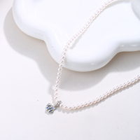 Collier plaqué or blanc avec pendentif imitation perle coquillage et zircon bleu, hypoallergénique, cadeau de plage pour elle, vente en gros, OEM personnalisé