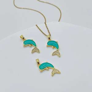 สร้อยคอจี้ปลาโลมาแบบปรับได้สร้อยคอชุบทอง18K โช้คเกอร์สแตนเลสสำหรับสุภาพสตรี - Product Image 2