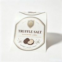 Étiquettes en rouleau découpées sur mesure en forme de bouclier, bordure or/argent, pour sel de truffe, assaisonnement gastronomique, emballage écologique résistant à l'huile