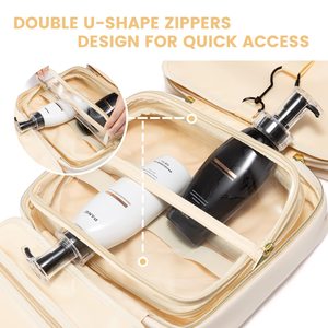 Étui de rangement de voyage pour cosmétiques avec logo personnalisé et rotation à 360°. Crochets rotatifs en forme de double U - Fermetures éclair en forme de Z - Matériel imperméable - Product Image 5
