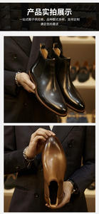 Zapatos <span class=keywords><strong>Derby</strong></span> de Hombre Estilo Italiano, Botas Chelsea de Tobillo Hechas a Mano con Cuero Genuino para Invierno, Transpirables y Elegantes - Product Image 4