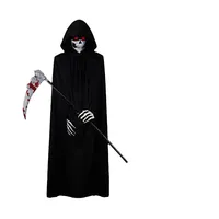 Cape à capuche noire Halloween fête d'horreur Cosplay accessoire mort dieu jeu de rôle Costume adulte gants lumineux vêtements à usage spécial