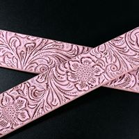 Ceinture vintage pour femme, ceinture Y2K rose à motif floral en relief avec boucle western gravée style cowgirl, accessoire de taille