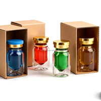 Flacon en verre transparent gravé à l'acide de 3 ml et 5 ml, à double paroi, écologique, recyclable, avec bouchon sécurité enfant, pour produits médicaux et cosmétiques, emballage carton