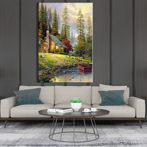 Pintura <span class=keywords><strong>de</strong></span> paisaje <span class=keywords><strong>de</strong></span> estilo chino <span class=keywords><strong>de</strong></span> alta calidad, estilo moderno y sencillo, pinturas al óleo <span class=keywords><strong>de</strong></span> paisaje <span class=keywords><strong>de</strong></span> pueblo grande - Product Image 3