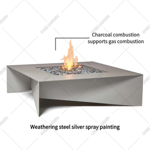 Grand foyer extérieur carré de gaz naturel en métal d'acier Corten pour l'arrière-cour - Product Image 3