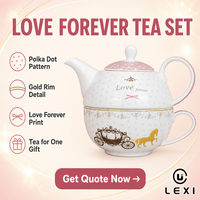 Service à thé en porcelaine fine avec motif floral et bordure dorée, théière, tasse et soucoupe pour le thé de l'après-midi, cadeau de mariage, décoration de la maison
