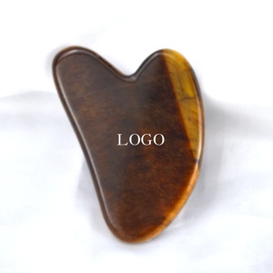 Raschietto per Massaggio Gua <span class=keywords><strong>Sha</strong></span> a Forma di Cuore in Pietra Naturale Occhio di Tigre, Massaggiatore Facciale, Tavoletta per Agopuntura Guasha - Product Image 1