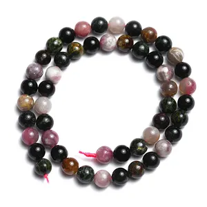 Wholesale Large Density Gem Natural Tourmaline Stone Beads For Jewelry Making DIY Bracelet 8 mm Strand 15''