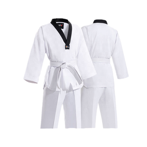 Uniforme Profesional de Taekwondo con Logotipo Personalizado, Dobok Blanco, Traje de Artes Marciales con Cuello en V Negro y Cinturón de Entrenamiento - Product Image 1