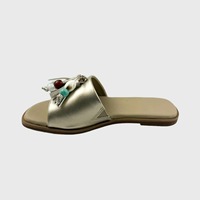Chaussures Femme Claquettes Luxe Été,Mules d'été à Bride Large avec Franges et Perles Décoratives,Bout Carré Confortable