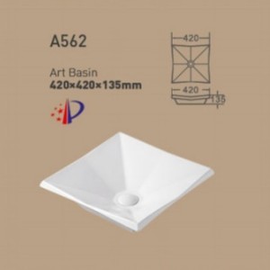 Lavabo de Cerámica Blanco A561 para Encimera, 375x360mm, Lavabo Individual con Orificio para Grifo - Product Image 2