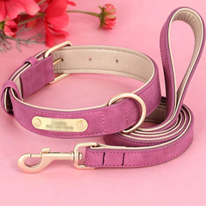 Soft Suede Double Layer PU Dog Collar Modern Comfortable Anti-Choke Neck Collar for Small Dogs & Cats with Gold Buckle - Product Image 5