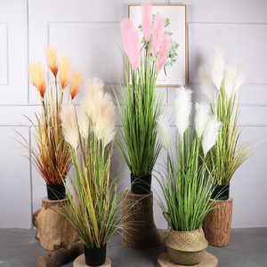 Artificial Reed Bonsai Floor Plants Multi Piece Package High Simulation Leaves Indoor Decor Wedding Props Home Decoration - Product Image 1