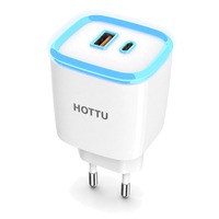 Pengisi Daya Dinding Trio 12W dengan Kabel Mikro Terintegrasi USB Type-C PD 3.0 Adapter 5V 2.4A untuk Rumah Kantor Hotel Perjalanan Putih