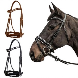 Bride confortable HORSE BRIDAL Snaffle Bridle avec bande de nez rembourrée et raccords en nickel Brow Band - Product Image 1