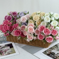 Nouveau style – Vente en gros de fleurs artificielles : Pivoine persane et roses haut de gamme à 5 têtes, bouquet fait main pour mariage et Saint-Valentin