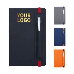 Carnets de notes professionnels sur mesure avec couverture rigide, bande élastique et porte-stylo, impression de logo, format A5 - Product Image 1