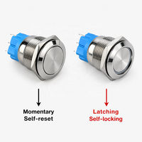 Saklar Tombol Tekan LED Ring Power 12/16/19/22mm Momentary/Latching 12V 24V Industri Tahan Air IP65
