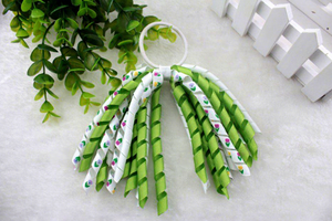 Élastiques à <span class=keywords><strong>cheveux</strong></span> pour filles, Noël, avec nœud Korker, ruban gros-grain, motif pois <span class=keywords><strong>rouge</strong></span> et vert, pompon, mignons, pour queue de cheval, pour les fêtes - Product Image 3