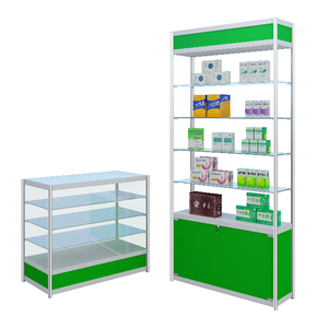 Vitrine de <span class=keywords><strong>pharmacie</strong></span> en verre - <span class=keywords><strong>Armoire</strong></span> de rangement pour médicaments avec étagère vitrée et portes en verre trempé verrouillables - Product Image 1