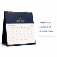 Calendario da Scrivania Personalizzato OEM ODM con Basso MOQ da 1 Pezzo, Regalo Aziendale, Formato A5, 18 Mesi 2026-2027, Rilegatura a Spirale Dorata