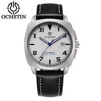 Montre-bracelet automatique mécanique pour homme avec verre, aiguilles lumineuses, date, étanche, fond transparent, style professionnel