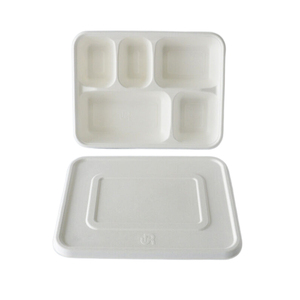 Bagasse de canne à sucre biodégradable 5 compartiments avec couvercle - Product Image 3