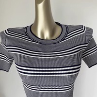 Maxi A-lijn gebreide jurk voor dames, hoge taille, slanke pasvorm, korte mouwen, O-hals, ademende stof, casual, zomerjurk, doorschijnend