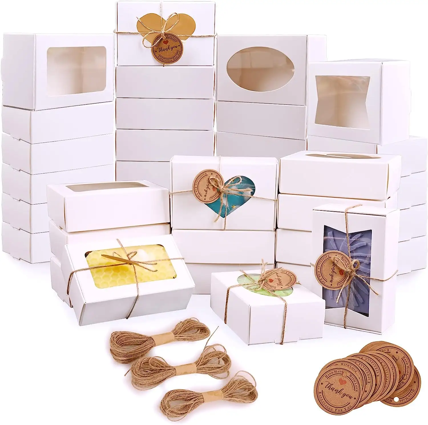 透明な窓が付いているクラフト紙の石鹸箱はパン、キャンディー、チョコレート包装、結婚披露宴のギフトボックスに適しています