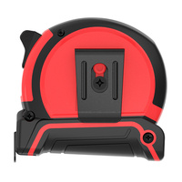 Ruban à mesurer BTE en acier à haute teneur en carbone, 7,5 m x 25 mm, lame en acier inoxydable, système métrique, bouton-poussoir pour mesurer la distance