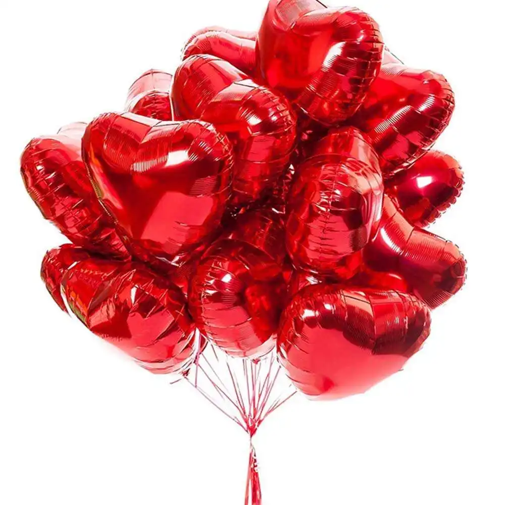 18inch Balões de Cor Pura Amor Coração Vermelho Balão Bom Feliz Aniversário Foil Balões para o Casamento Dia Dos Namorados Decor Globos