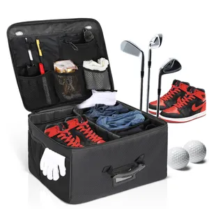 BSCI özel siyah Golf aksesuarı ayakkabı seyahat kiti çantası Golf çantası tüpler bölücüler Golf gövde organizatör çantası fabrika fiyat