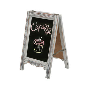 Tavolo in <span class=keywords><strong>legno</strong></span> bruciato A cornice di lavagna segno doppio lato cancellabile Menu numero di <span class=keywords><strong>legno</strong></span> - Product Image 1