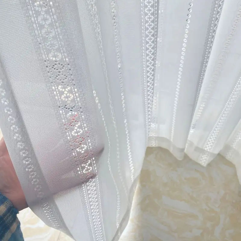 Оптовая продажа, белые жаккардовые прозрачные готовые оконные шторы в японском стиле для гостиной класса люкс