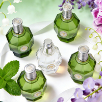 Supplier Grosir Botol Parfum Mewah Bentuk Berlian 50ml 100ml, Botol Semprot Kaca Isi Ulang untuk Wewangian, Logo Custom