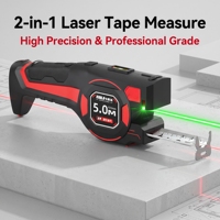 Mètre laser 2-en-1 haute précision, portée 5m, précision 0,1m, léger, combine ruban acier et mesure laser de distance